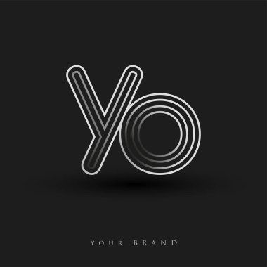 Başlangıçta YO logosu çizgili kompozisyon ve küçük harf, Vector logo şablonu elemanları şirketiniz veya şirket kimliğiniz için siyah ve beyazdır.