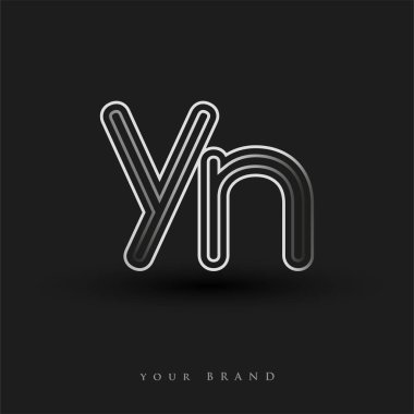 İlk logo YN renkli siyah-beyaz çizgili kompozisyon ve küçük harf, Vector logo şablon elemanları iş veya şirket kimliğiniz için.