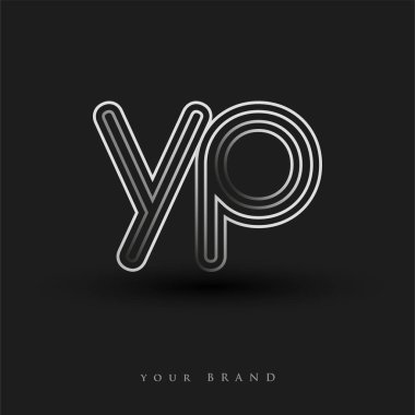 Başlangıçta YP logosu çizgili kompozisyon ve küçük harf, Vector logo tasarım şablonu elemanları şirketiniz veya şirket kimliğiniz için siyah ve beyazdı.