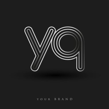 Başlangıçta YQ logosu çizgili kompozisyon ve küçük harf, Vector logo şablonu elemanları şirketiniz veya şirket kimliğiniz için siyah ve beyazdı.