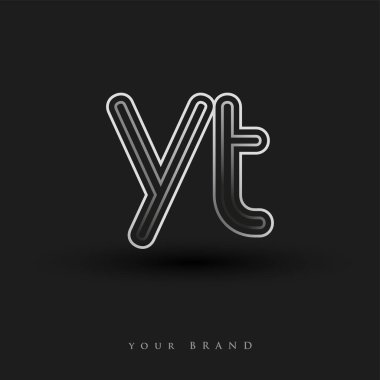 Başlangıçta YT logosu çizgili kompozisyon ve küçük harf, Vector logo şablonu elemanları şirketiniz ya da şirket kimliğiniz için siyah beyaz renkteydi.