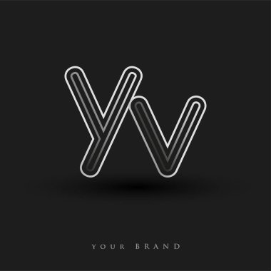 İlk logo YV siyah beyaz çizgili kompozisyon ve küçük harf, Vector logo şablonu elemanları iş veya şirket kimliğiniz için.