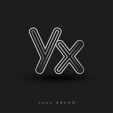 Başlangıçta YX logosu çizgili kompozisyon ve küçük harf, Vector logo şablonu elemanları şirketiniz veya şirket kimliğiniz için siyah beyaz renkteydi.