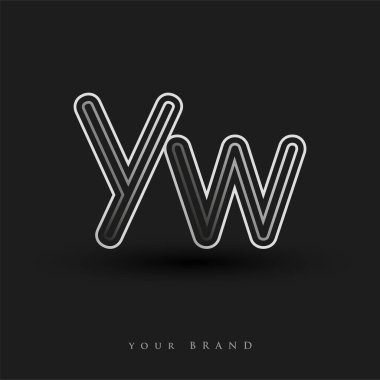 Başlangıçta YW logosu çizgili kompozisyon ve küçük harf, Vector logo şablonu elemanları şirketiniz ya da şirket kimliğiniz için siyah beyaz renkteydi.