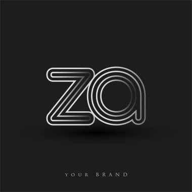 İlk logo ZA renkli siyah beyaz çizgili kompozisyon ve küçük harf, Vector logo şablon elemanları iş veya şirket kimliğiniz için.