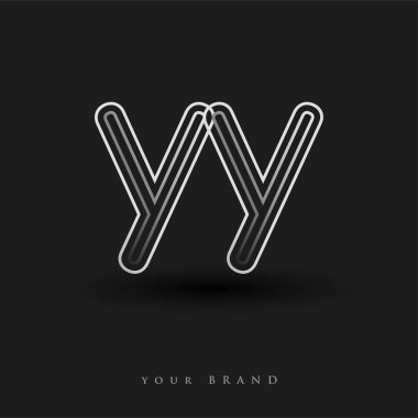 Başlangıçta YY renkli siyah beyaz logo çizgili kompozisyon ve küçük harf, Vector logo şablon elemanları iş veya şirket kimliğiniz için.