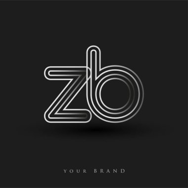 İlk logo ZB çizgili kompozisyon ve küçük harf, Vector logo şablonu elemanları şirketiniz veya şirket kimliğiniz için siyah ve beyaza boyandı.