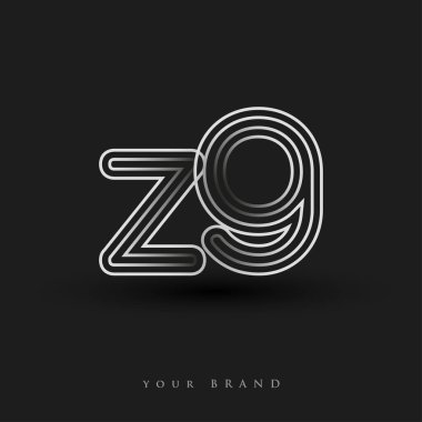 İlk logo ZG çizgili kompozisyon ve küçük harf, Vector logo şablon elemanları şirketiniz veya şirket kimliğiniz için siyah beyaz.
