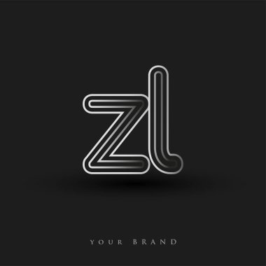 Başlangıçta ZL logosu çizgili kompozisyon ve küçük harf, Vector logo şablon elemanları şirketiniz veya şirket kimliğiniz için siyah-beyaz renklendirilmiş.