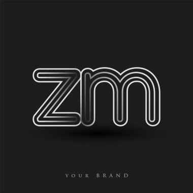 İlk logo ZM çizgili kompozisyon ve küçük harf, Vector logo şablon elemanları şirketiniz veya şirket kimliğiniz için siyah-beyaz renklendirilmiş.