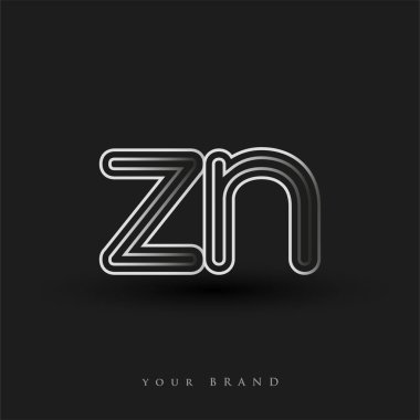 İlk logo ZN renkli siyah-beyaz çizgili kompozisyon ve küçük harf, Vector logo şablon elemanları iş veya şirket kimliğiniz için.