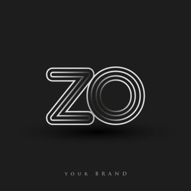 Başlangıçta ZO logosu çizgili kompozisyon ve küçük harf, Vector logo şablonu elemanları şirketiniz veya şirket kimliğiniz için siyah ve beyazdı.