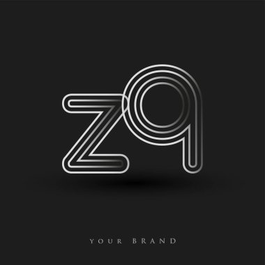 İlk logo ZQ çizgili kompozisyon ve küçük harf, Vector logo şablonu elemanları şirketiniz veya şirket kimliğiniz için siyah beyaz.