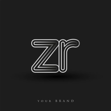 İlk logo ZR çizgili kompozisyon ve küçük harf, Vector logo şablonu elemanları şirketiniz veya şirket kimliğiniz için siyah beyaz.
