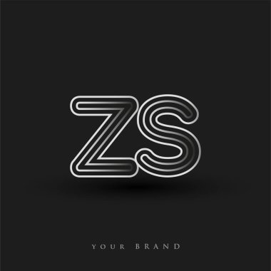 İlk logo ZS çizgili kompozisyon ve küçük harf, Vector logo şablonu elemanları iş veya şirket kimliğiniz için siyah beyaz.