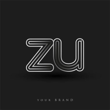 Başlangıçta ZU logosu çizgili kompozisyon ve küçük harf, Vector logo şablonu elemanları şirketiniz veya şirket kimliğiniz için siyah beyaz renkteydi.