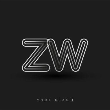 Başlangıçta ZW logosu çizgili kompozisyon ve küçük harf, Vector logo şablonu elemanları şirketiniz veya şirket kimliğiniz için siyah beyaz renkteydi.