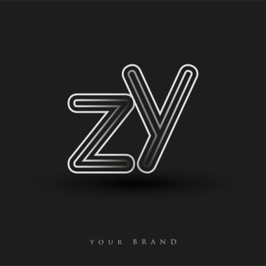 Başlangıçta ZY logosu çizgili kompozisyon ve küçük harf, Vector logo şablonu elemanları şirketiniz veya şirket kimliğiniz için siyah ve beyaza boyandı.