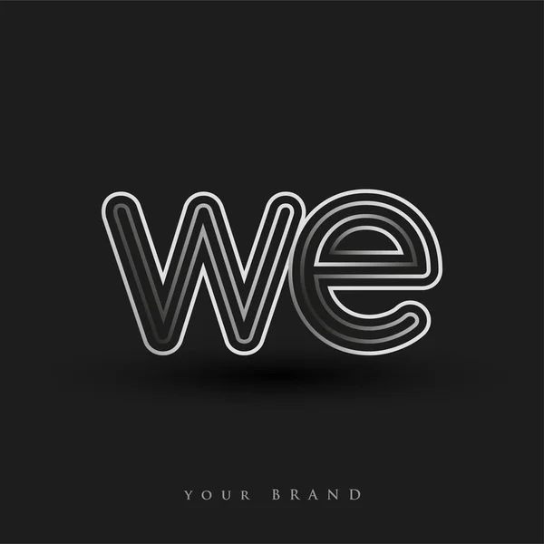 Logotipo Inicial Nós Colorido Preto Branco Com Composição Listrada Minúsculas — Vetor de Stock