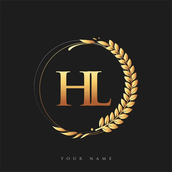Initial Logo Letter Golden Color Laurel Wreath Vector Logo Business — Stock Vector