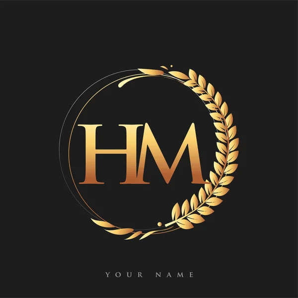 Logo Harfi Altın Renkli Defne Çelenk Şirket Kimliği Için Vektör — Stok Vektör