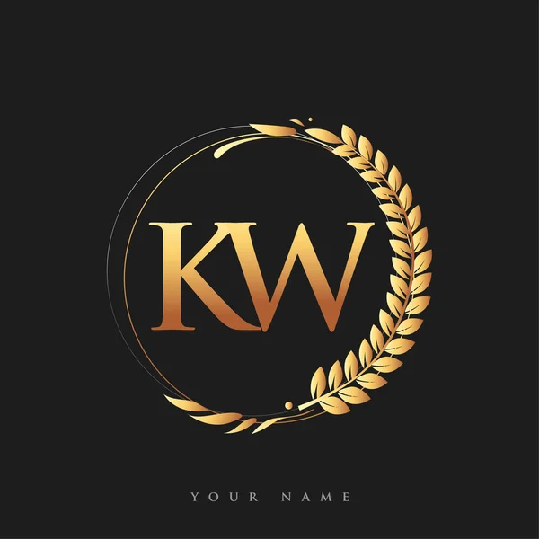 Initial Logo Letter Golden Color Laurel Wreath Vector Logo Business — Vector de stock