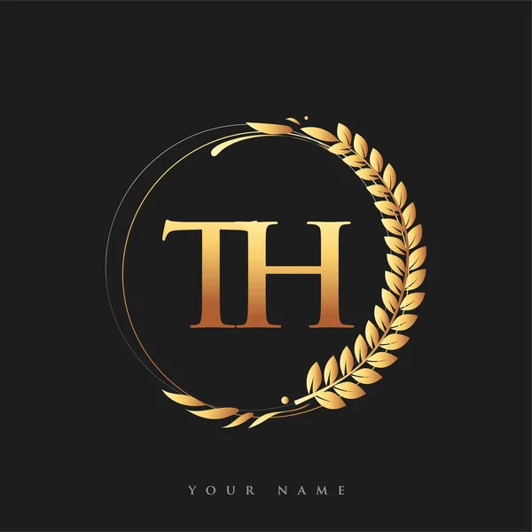 Logo Harfi Ile Altın Rengi Defne Çelenk Şirket Kimliği Için — Stok Vektör