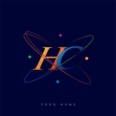 İlk harf HC logotip bilim simgesi mavi, kırmızı, yeşil ve sarı renk. iş ve şirket kimliği için vektör logosu.