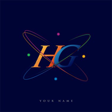 İlk harf HG logotip bilim simgesi mavi, kırmızı, yeşil ve sarı swoosh tasarımı. iş ve şirket kimliği için vektör logosu.