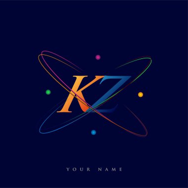 İlk harf KZ logotype bilim simgesi mavi, kırmızı, yeşil ve sarı renk. iş ve şirket kimliği için vektör logosu.
