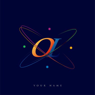 İlk harf OL logotype bilim simgesi mavi, kırmızı, yeşil ve sarı swoosh tasarımı. iş ve şirket kimliği için vektör logosu.