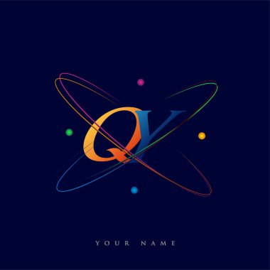 İlk harf QY logotype bilim simgesi mavi, kırmızı, yeşil ve sarı swoosh tasarımı. iş ve şirket kimliği için vektör logosu.