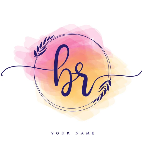 Logotipo Inicial Caligrafia Letras Manuais Logo Inicial Marca Feminino Design — Vetor de Stock