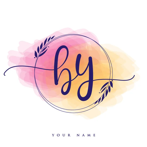 Αρχικό Γραφικό Λογότυπο Hand Lettering Initials Λογότυπο Branding Γυναικείο Και — Διανυσματικό Αρχείο