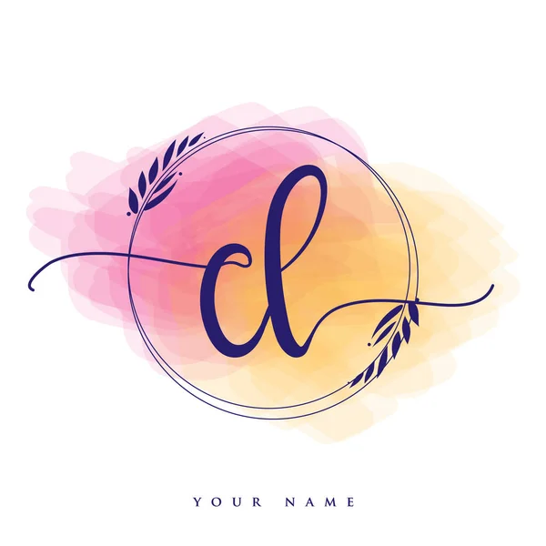 Initial Handwriting Logo Hand Lettering Initials Logo Branding Feminine Luxury — 스톡 벡터