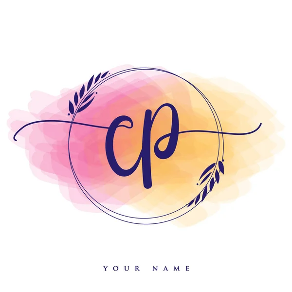 Initial Handwriting Logo Hand Lettering Initials Logo Branding Feminine Luxury — 스톡 벡터