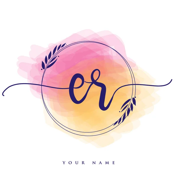 Initial Handwriting Logo Hand Lettering Initials Logo Branding Feminine Luxury — 스톡 벡터