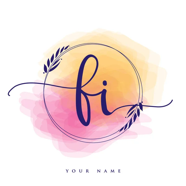 Logótipo Inicial Caligrafia Letras Manuais Logo Inicial Marca Feminino Design —  Vetores de Stock