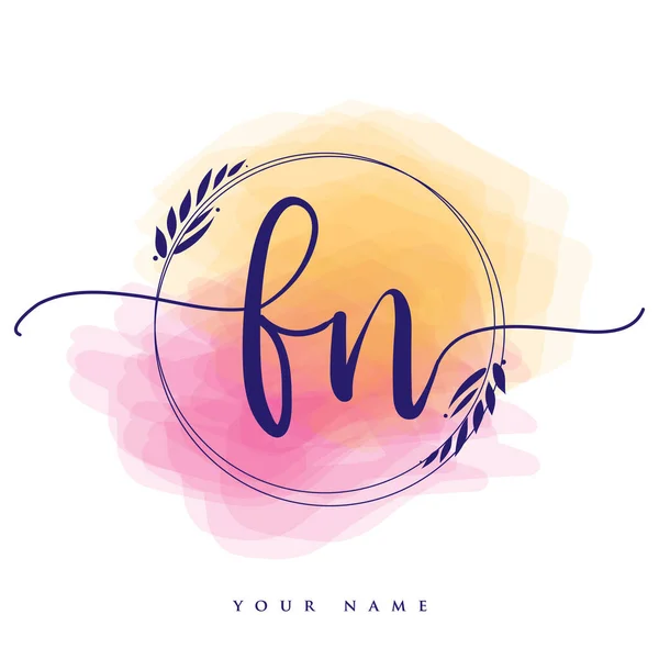 Initial Handwriting Logo Hand Lettering Initials Logo Branding Feminine Luxury — 스톡 벡터