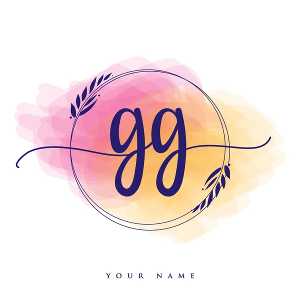 Initial Handwriting Logo Hand Lettering Initials Logo Branding Feminine Luxury — Stock Vector