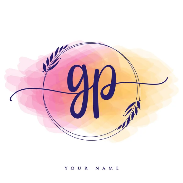 Αρχικός Γραφικός Χαρακτήρας Hand Lettering Initials Λογότυπο Branding Γυναικείο Και — Διανυσματικό Αρχείο