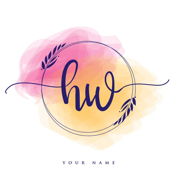 Initial Handwriting Logo Hand Lettering Initials Logo Branding Feminine Luxury — 스톡 벡터