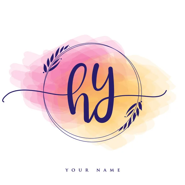 Αρχικός Γραφικός Χαρακτήρας Hand Lettering Initials Λογότυπο Branding Γυναικείο Και — Διανυσματικό Αρχείο