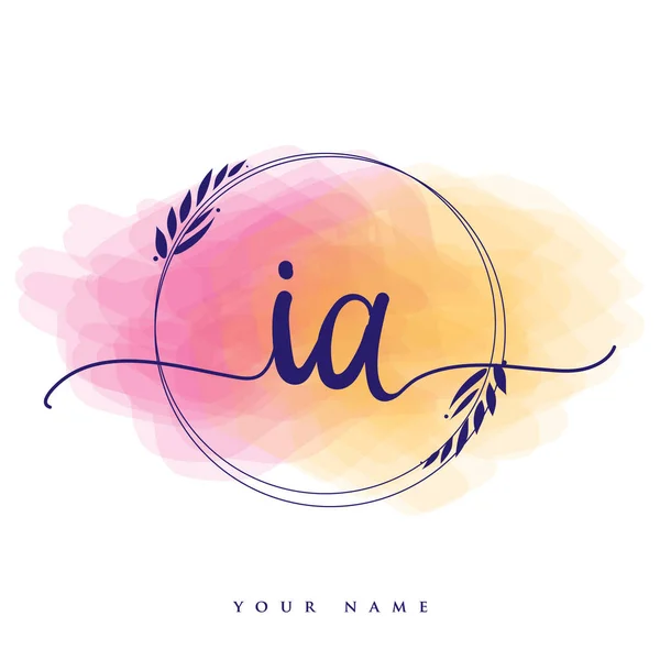 Initial Handwriting Logo Hand Lettering Initials Logo Branding Feminine Luxury — 스톡 벡터