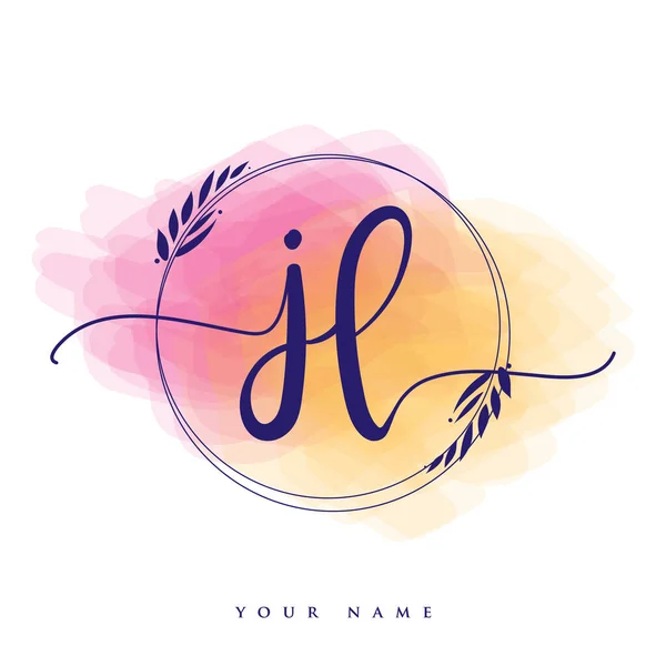 Initial Handwriting Logo Hand Lettering Initials Logo Branding Feminine Luxury — 스톡 벡터