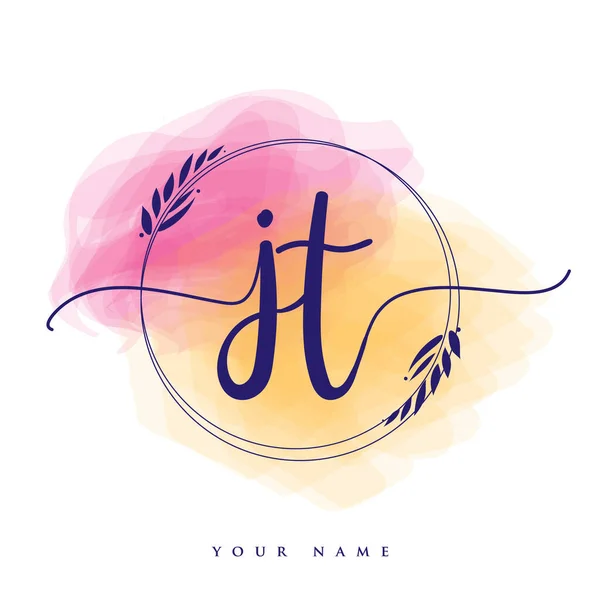Eerste Handschrift Logo Handschrift Initialen Logo Branding Vrouwelijke Luxe Logo — Stockvector