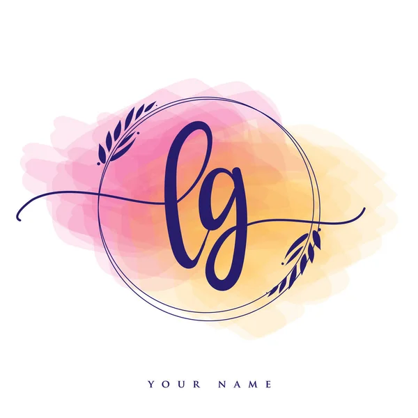 Logotipo Inicial Caligrafia Letras Manuais Logo Inicial Marca Feminino Design — Vetor de Stock