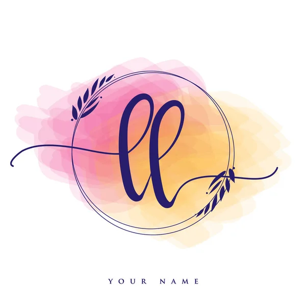 Initial Handwriting Logo Hand Lettering Initials Logo Branding Feminine Luxury — 스톡 벡터