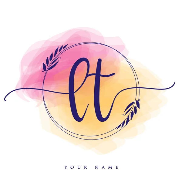 Initial Handwriting Logo Hand Lettering Initials Logo Branding Feminine Luxury — 스톡 벡터