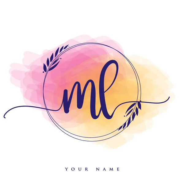 Αρχικός Γραφικός Χαρακτήρας Hand Lettering Initials Λογότυπο Branding Γυναικείο Και — Διανυσματικό Αρχείο